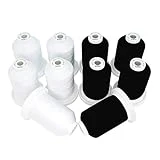 New brothread - 18 Options - Multi-Purpose 100% Mercerized Cotton Threads 50S/3 600M(660Y) Each Spool for Quilting, Serger, Sewing and Embroidery - 5 White+5 Black Colors