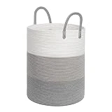 CHICVITA Large Baby Laundry Basket, Clothes Hamper for Nursery, Bedroom, Living Room, Bathroom, Tall Storage Basket for Clothes, Blankets, Towels, Toys, 15 x 20 inches, Grey, 58L