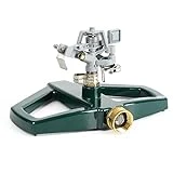 STYDDI Metal Pulsating Impact Sprinkler with Metal Base, Heavy Duty Adjustable Circular Zinc Impulse Sprinkler for Lawn, Yard and Large Area, Water Coverage up to 5,800 Sq. ft