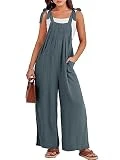 ANRABESS Women's Overalls Wide Leg Jumpsuit Bib Loose Fit Rompers Jumpers Linen Pant Dressy Summer Sleeveless Adjustable Tie Straps Baggy Outfits With Pockets A1101-shenhui-S