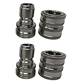 MTM Hydro Garden Hose Adapter 4 Piece 3/4” Quick Connect Fittings Kit, Stainless Steel High Pressure Couplings and Connectors for Pressure Washers and Car Detailing, 2x2