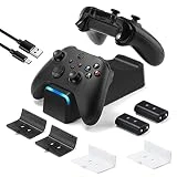 KEKUCULL Dual Dock Charging Station Compatible with Xbox Series X/S, Xbox One/One X/One S Controllers, Charger for Xbox Controller with 2 * 1100mah Rechargeable Controller Battery Packs(Black)