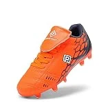 DREAM PAIRS Boys Girls Soccer Football Cleats Shoes Orange Navy Size 4 Big Kid Superflight-3k