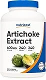 Nutricost Artichoke Extract 600mg, 240 Vegetarian Capsules - Gluten Free, Non-GMO