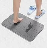AWW Stone Bath Mat Large, Non-Slip Diatomite Stone Bath Mat, Quick Drying Bath Mat Stone Absorbing, Super Absorbent Diatomaceous Earth Bath Mat for Bathroom Kitchen, Easy to Clean 23.62x15.47, Gray