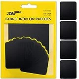 ZEFFFKA Premium Quality Fabric Iron-on Patches Inside & Outside Strongest Glue 100% Cotton Black Repair Decorating Kit 12 Pieces Size 3' by 4-1/4' (7.5 cm x 10.5 cm)