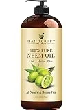 Handcraft Neem Oil – 100% Pure and Natural – Cold Pressed Neem Oil for Plants and Plant Spray - Moisturizing Neem Oil for Hair and Skin – 16 fl. Oz