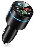 FM Transmitter for Car Bluetooth 5.3, RIWUSI [All-Metal] PD 30W & QC3.0 18W Fast Car Charger, Wireless FM Radio Car Kit Bluetooth Car Adapter, Noise Cancelling Hands-Free Call, Blue Light - Black