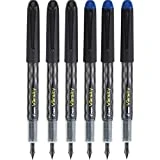 Pilot Varsity Disposable Fountain 6 Pack Combo, 3 Black and 3 Blue Pens