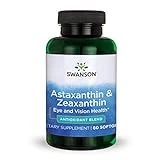 Swanson Astaxanthin & Zeaxanthin Eye Vision Brain Skin Health Antioxidant Support Supplement (Astaxanthin 4 mg & OmniXan Zeaxanthin 4 mg) 60 Softgels Sgels