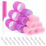 29 PCS Hair Roller Set Hair Curlers, Velcro Rollers for Hair Blowout Look with Stainless steel Clips Jumbo Large Medium Hair Curlers for Short Long Hair