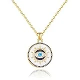 Smilebelle Evil Eye Necklace Gold Protection Necklace, Handmade Evil Eye Jewelry for Women, Eye Necklace Ojo Turco Pendant Luck Amulet, Third Eye Necklace Birthday Gift for Her,Nazar Necklace