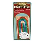 Family Classics Cribbage - Solid Wood Continuous 3 Track Board with Built-In Storage Compartment for Pegs