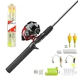 Zebco 202 Spincast Reel and Fishing Rod Combo, 5-Foot 6-Inch 2-Piece Fishing Pole, Size 30 Reel, Right-Hand Retrieve, Pre-Spooled with 10-Pound Cajun Line, Includes 56-Piece Tackle Kit, Black/Red