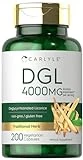 DGL Deglycyrrhizinated Licorice Capsules | 200 Count | 4000mg | Vegeterian, Non-GMO & Gluten Free Supplement | by Carlyle