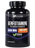 HealthFare Benfotiamine 300mg | 200 Capsules | Fat Soluble Thiamine Vitamin B1 | Supports Overall Health | Non-GMO | Gluten Free