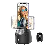 Auto Face Tracking Tripod - 360° Rotation Auto Tracking Phone Holder, No App, Phone Camera Mount with Remote and Gesture Control, Battery Operated Smart Shooting Holder for Live Vlog Tiktok(Black)