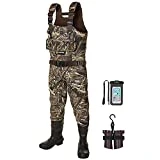 TIDEWE Hunting Wader, 5mm Neoprene Chest Waders with 1400 Gram Insulation Rubber Boots, Waterproof and Durable Seam Sealed Bootfoot Chest Wader for Fishing and Hunting (Realtree Max 5 Size 9)