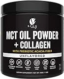 Bean Envy MCT Oil Powder with Collagen and Acacia, 1.1 Pounds(17.6 Ounce), Gluten & Dairy-Free, Keto Creamer for Coffee, Ice Cream, Shakes and Smoothies (Unflavored)
