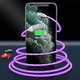 2M/6FT Flowing LED Light Up Lightning Charge Cable, Glowing Apple/iOS Charger Adapter Sync Data Connector Cord for Car with iPhone 13/12 Pro Max /11 Pro/XR/XS Max/X/8 7 SE 2020,iPad/iPod (Purple)