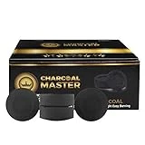 Charcoal Masters Hookah Coals Instant Light - Premium Charcoal Briquettes for Hookah Set, Smoking, Incense - 45 Minute Burn, Low Smoke, No Artificial Flavors - 33mm Coal Disks for Shisha, 100 Pack