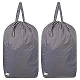 UniLiGis Washable Travel Laundry Bag with Handles and Drawstring (2 Pack), Heavy Duty Large Enough to Hold 3 Loads of Laundry, Fit a Laundry Basket or Clothes Hamper, 27.5x34.5 in,Grey