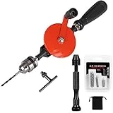 Hand Drill Manual 3/8-inch Capacity Speedy Powerful Manual Drill Double Pinion Geared 3 Jaw Chuck Hand Drill for Wood Plastic Soft Metal By STARVAST, Come With Pin Vise Hand Drill Set