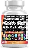 Clean Nutraceuticals Ceylon Cinnamon 3000mg Turmeric 3000mg Apple Cider Vinegar 3000mg Ginseng 2000mg Berberine 1200mg Plus Bitter Melon Gymnema Milk Thistle Fenugreek