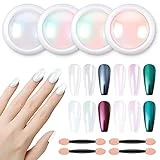 Artdone Chrome Nail Powder Metallic Mirror Effect Pigment Iridescent Aurora Mermaid Pearl Glitter Dust Kit for Gel Polish Nail Art Decoration, Resin Craft…