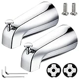 2 Pack Slip on Tub Spout with Diverter, Compatible with American Standard 8888026.002 Tub Spout, Bathroom Bathtub Faucet, Fits 1/2' Copper Water Tube(5/8' Diameter), Polished Chrome, 5/32' Hex Wrench