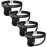 BSHETR Men's Jockstraps Athletic Supporters 4-Pack Cotton Work Out Underwear (Black(4-Pack), Medium 28'-30',71cm-76cm)