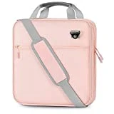 MoKo Zipper Binder, 3 Ring 2 inch Binder with Zipper,500 Sheet Capacity Multi-Pocket School Binder for Middle School, Handle and Shoulder Strap Included, Pink & Gray