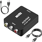 Amtake RCA to HDMI Converter, 1080P RCA Composite CVBS AV to HDMI Video Audio Converter Adapter Compatible with N64 Wii PS2 Xbox VHS VCR Camera DVD, Support PAL/NTSC with HDMI and USB Power Cable