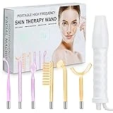 High Frequency Facial Wand, Portable Handheld High Frequency Facial Machine with 6 Different Tubes, Skin Therapy Wand Skin Care Kit for Skin and Scalp Tools Home Use, Energy Adjustable (White)