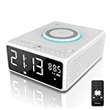 G Keni CD Player Dual Alarm Clock Radio, Bluetooth Boombox with Remote, 10W Fast Wireless Charging, Digital FM Radio, MP3/USB Music Player, Snooze & Sleep Timer, Dimmable LED Display for Home