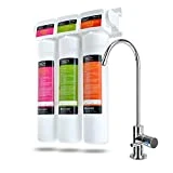 Brondell H2O+ Coral UC300 Three-Stage Undercounter Water Filtration System – Water Purifier with Designer Chrome Faucet – Quick Change Filter, WQA Gold Seal-Certified