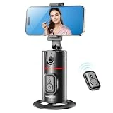 MAPLEPARTY Auto Face Tracking Tripod, 360°Rotation Auto Tracking Phone Holder Body Track Camera Mount with Remote, No App, Gesture Control, Moving Tripod for Vlog Live Streaming Video Recording Tiktok