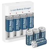 Topusse 8 Pack Rechargeable Lithium 123A Batteries with Charger for Arlo Camera, 800mAh 3.7v Li-Ion 123 Battery - Perfect Replacement of 3v Disposable CR123A Battery