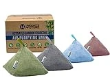 4 Pack of 200g Naturally Activated Bamboo Charcoal Air Purifying Bags | Natural Home Deodorizer Bags | Charcoal Bags Odor Absorber For Pets | Odor Eliminator & Moisture Absorber Air Freshener Bags