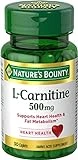 Nature's Bounty L-Carnitine, Supports Heart Health & Fat Metabolism, Amino Acid Supplement, 500 mg, 30 Tablets