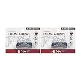 KISS iENVY Individual Cluster Semi-Permanent Lash Glue, Strong Hold & Long-Lasting Waterproof, Easy to Use, Latex Free, Perfect for Sensitive Eyes (Jet Black) (2 Pack)