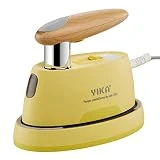 YIKA Handheld Clothes Steamer, Portable Steam Iron with Large Ironing Panel, Fabric Wrinkle Remover 2 in 1, Fast Heat Up, continuously adjust on Heating & Steaming (Yellow)