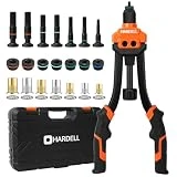 HARDELL Rivet Nut Tool, 14' Rivnut Tool with 100 Pcs Rivet Nuts and 7 Metric & Inch Mandrels M6 M8 M10, 1/4-20, 5/16-18, 3/8-16, 10-24 and Rugged Carrying Case