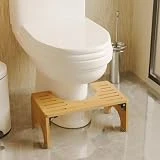 viewcare Toilet Stool, Foldable Toilet Stool Squat Adult for Bathroom, Bamboo Poop Stool for Adult, 6.7 Inches Squatting Bathroom Potty Stool with 2 Packs Anti-Slip Strip