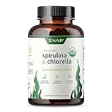 Snap Supplements Organic Spirulina Chlorella Capsules Spirulina - Green Superfoods Natural Energy and Health, 120 Capsules