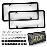 Clear License Plate Covers Unbreakable License Plate Covers Frame Shield Combo fits Any Standard US Plates,Novelty Bubble Design Covers - Screws Included