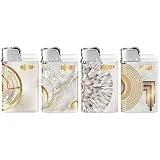 DJEEP Pocket Lighters, Elegant Collection Textured Metallic, Colorful Unique Lighters, 4 Count Pack of Disposable Lighters