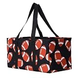 E-FirstFeeling Extra Large Football Tote Bag Extra Large Utility Tote Bag Collapsible Tote for Storage Sports Prints Ballgame Pool Beach Basket (Football Print)