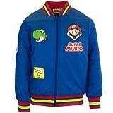 Nintendo Super Mario Bomber Jacket for Boys, Mario and Luigi Bomber Jacket (Mario Blue, Size 7)