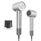 Fentgo Ionic Hair Dryer, High Speed Blow Dryer with 110, 000 RPM Brushless Motor for Fast Drying, Low Noise, Lightweight, Magnetic Nozzle, Thermo-Control Hairdryer for Women Home Travel (Grey)